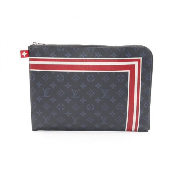 LOUIS VUITTON Navy Monogram Coated Canvas Clutch Bag - Picture 1 of 9